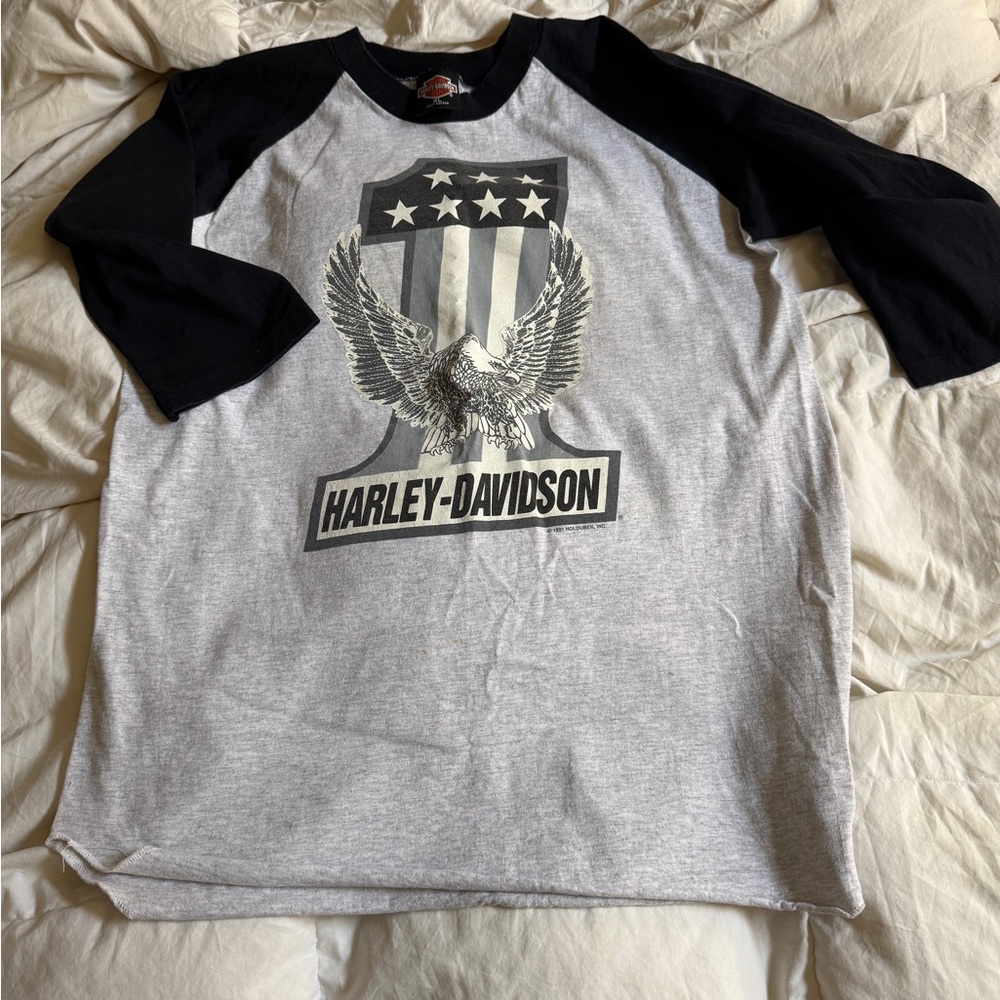 Harley-Davidson Gray and Black Raglan T-shirt XL